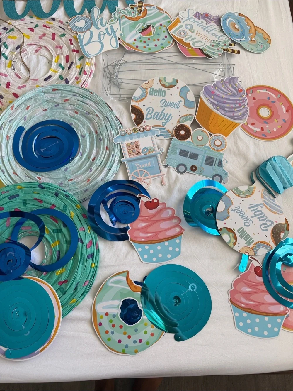 Sprikled with Love Party Decor - Teal & Pastel baby boy sprinkle/ shower